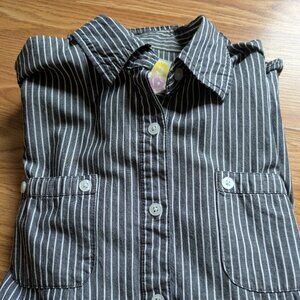 Black Pinstriped Button Down
